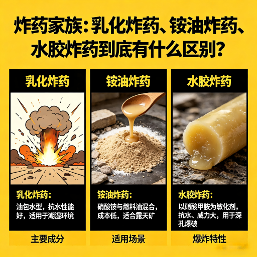 洪雅炸药家族：乳化炸药、铵油炸药、水胶炸药到底有什么区别？
